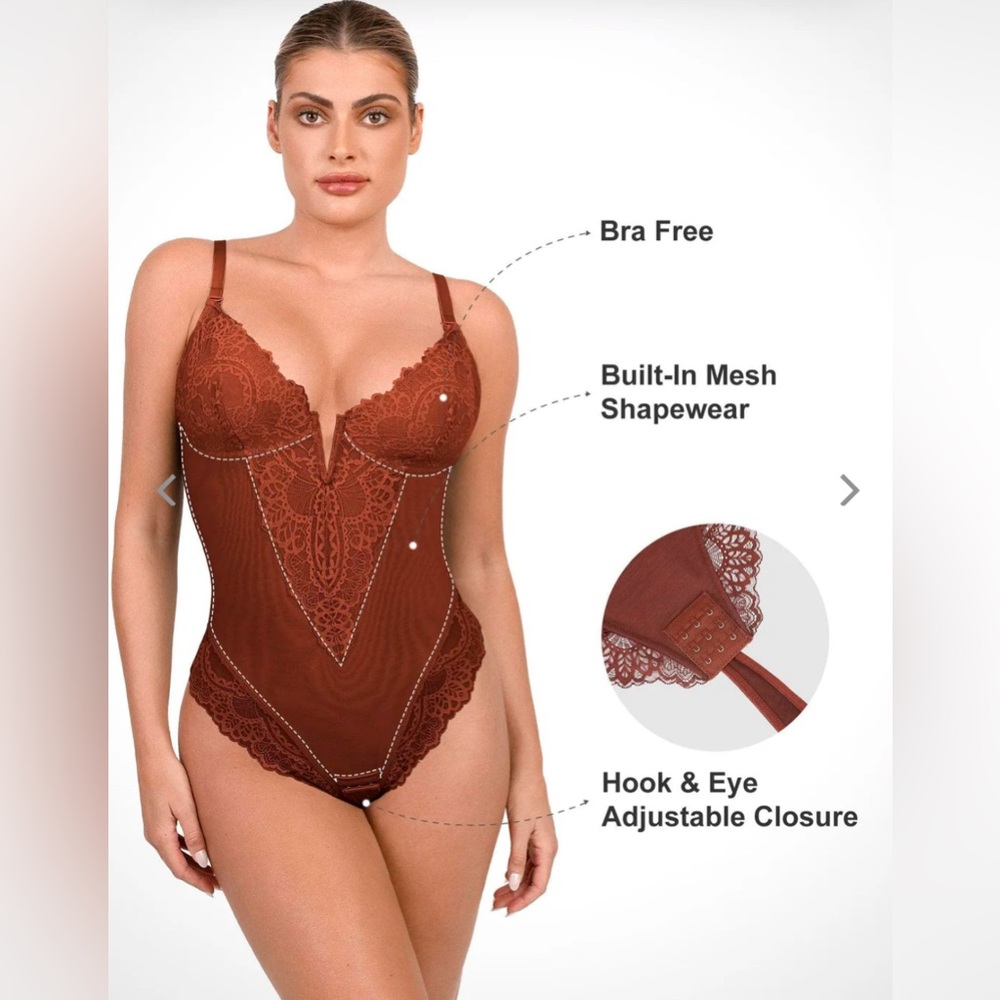 Popilush Built-In Shapewear Lace Bodysuit